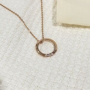 Fossil Rose Gold Tone Circle Pendant Necklace